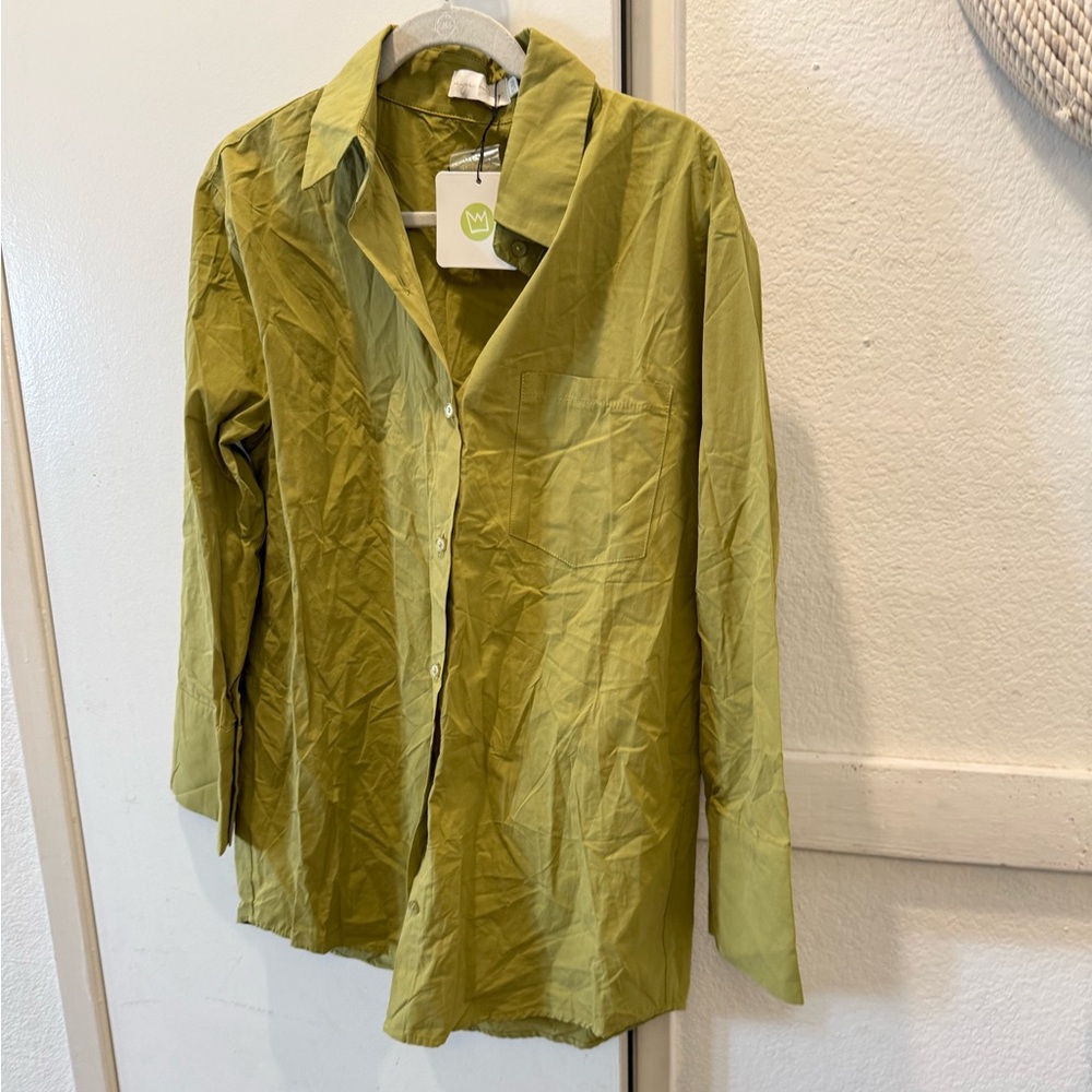 NEW BEIGE BOTANY naomi shirt dress in green S/M